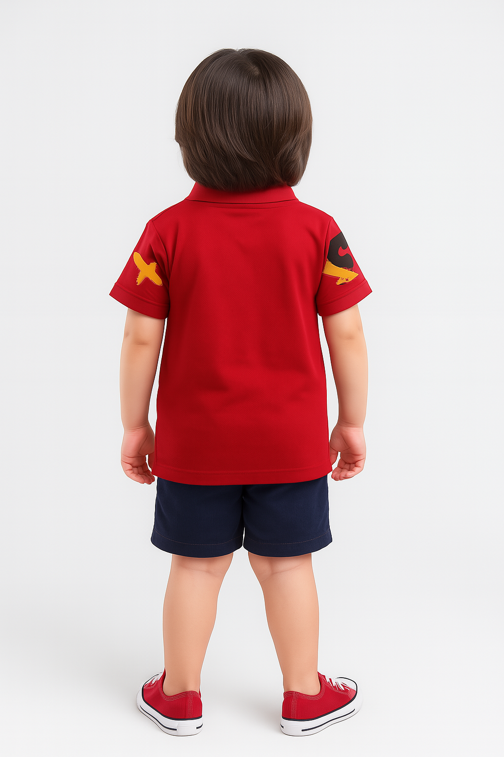 Red print polo