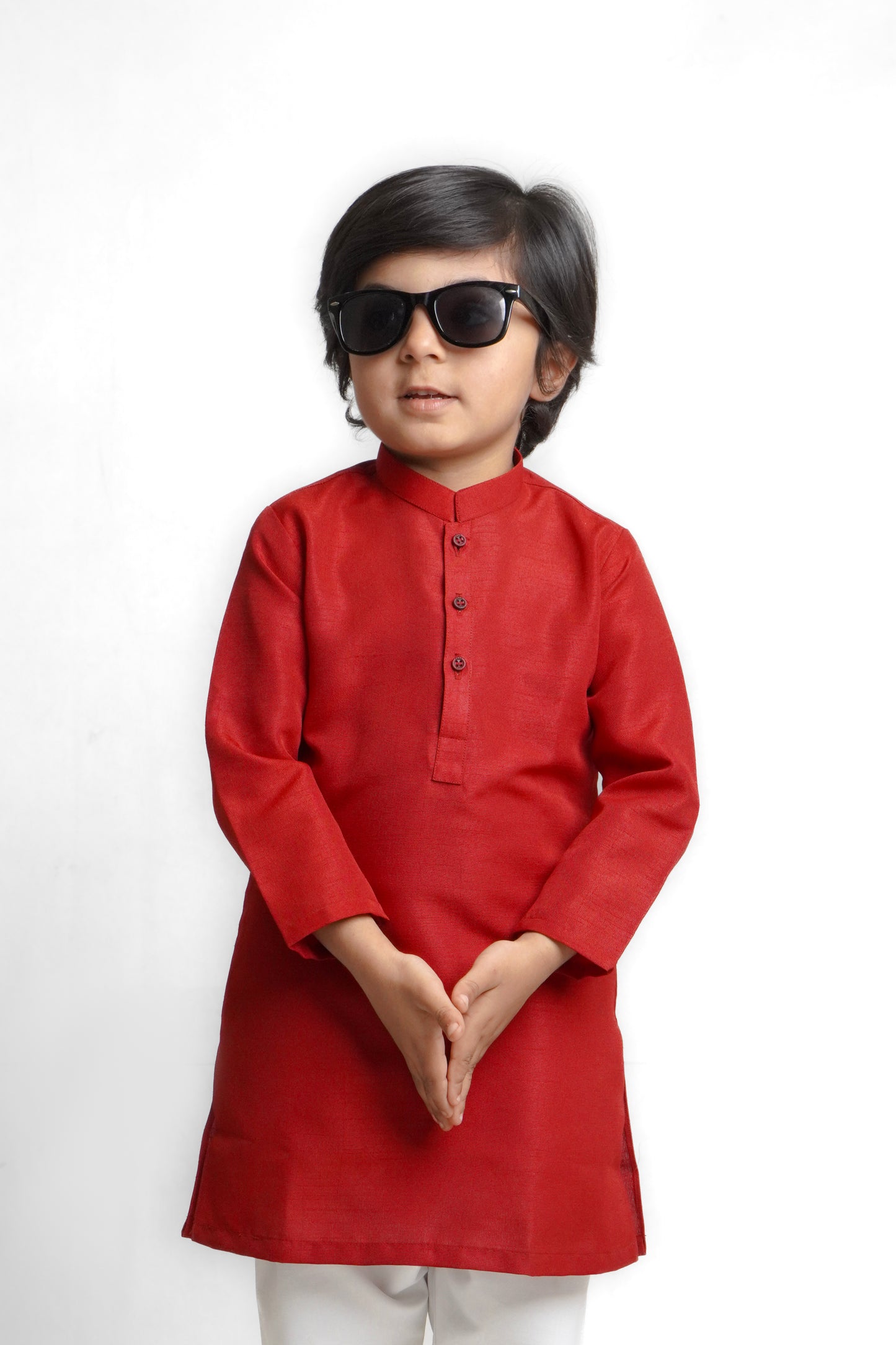 Raw Silk Cherry Kurta Pajama