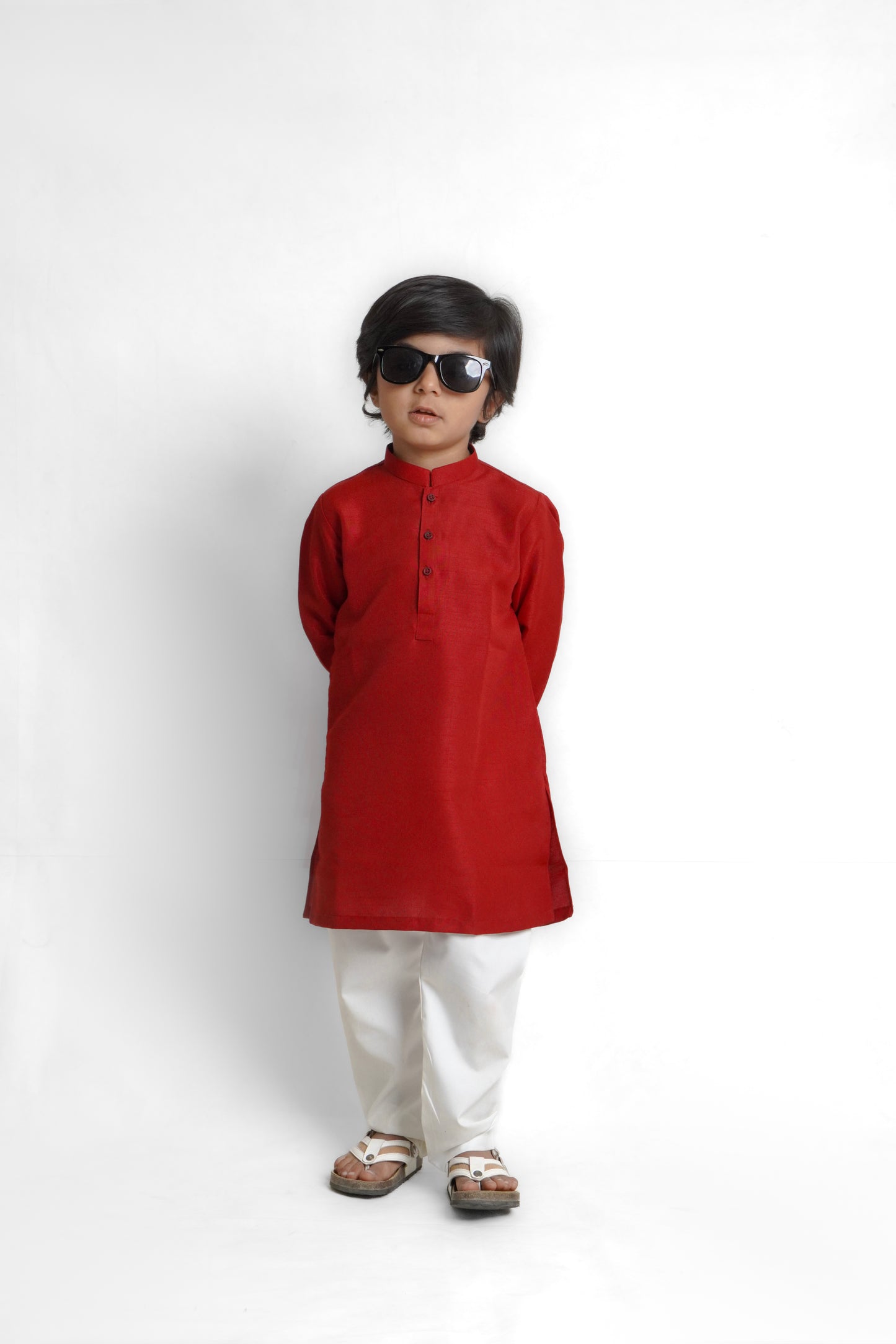 Raw Silk Cherry Kurta Pajama