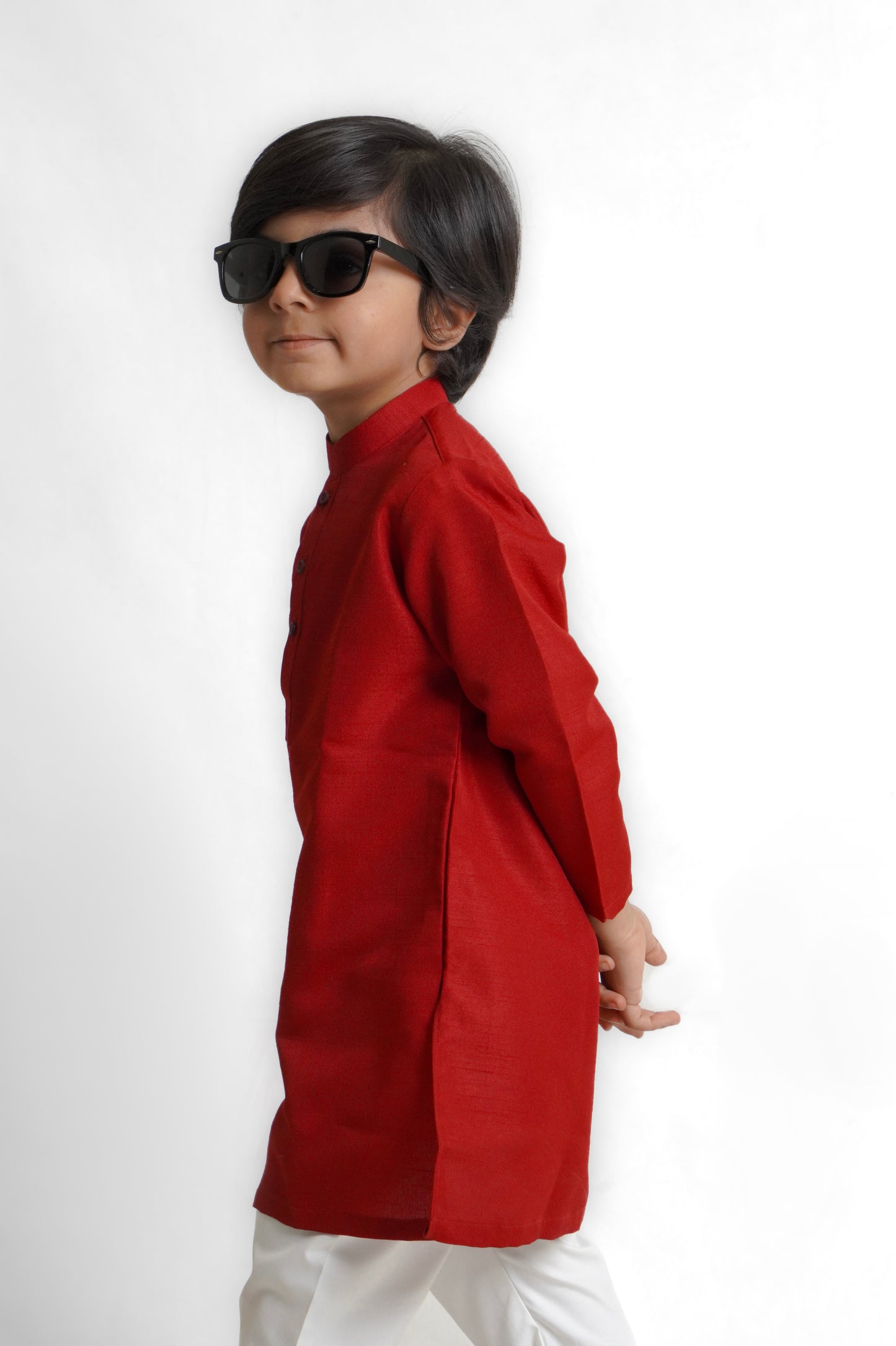 Raw Silk Cherry Kurta Pajama