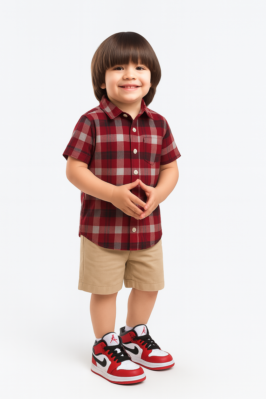 Maroon check shirt