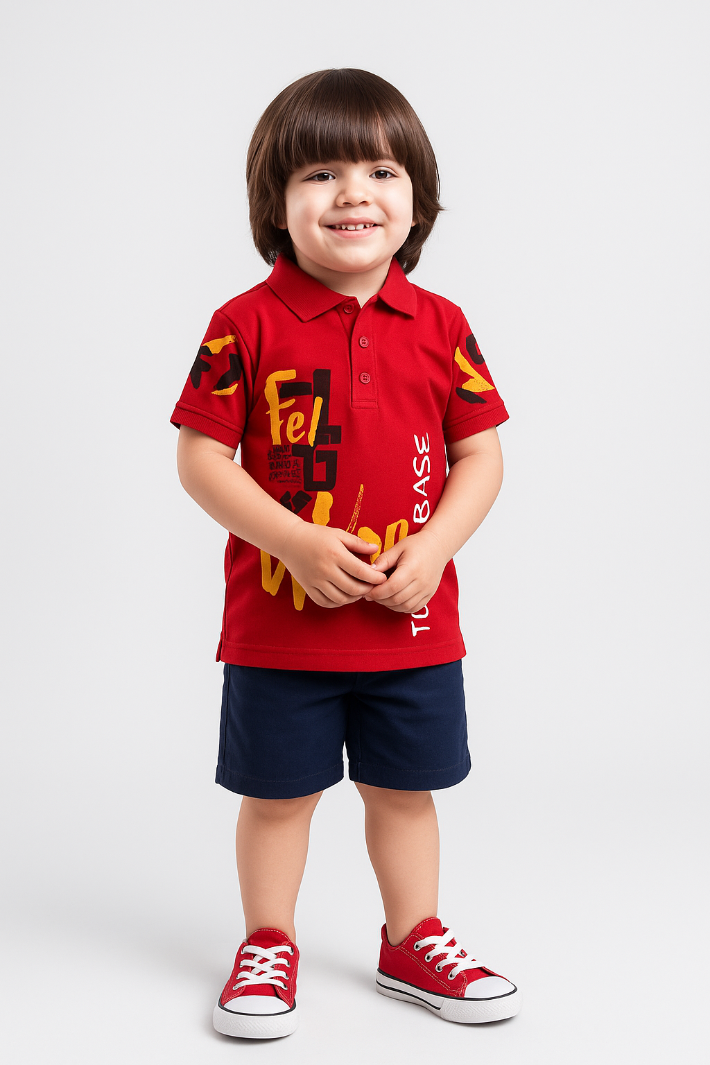 Red print polo