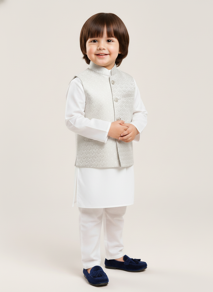 White Silver Premium Waist Coat