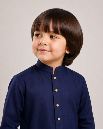 Navy Blue Kurta Pajama - Wash n Wear