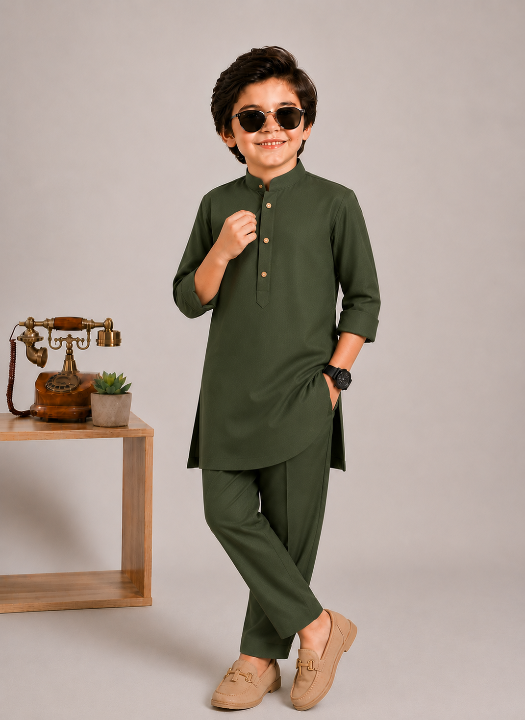 Olive Green Kurta Pajama