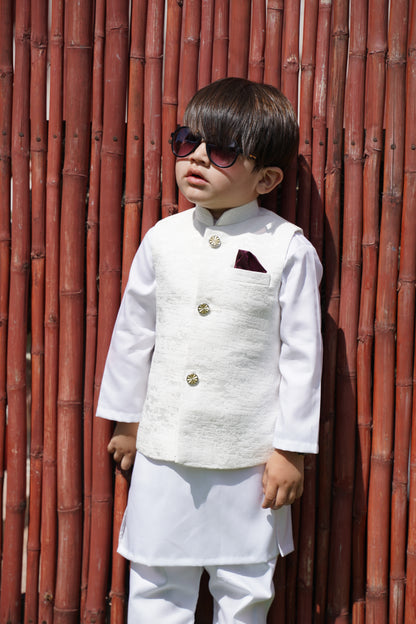 White Waistcoat & Kurta Pajama