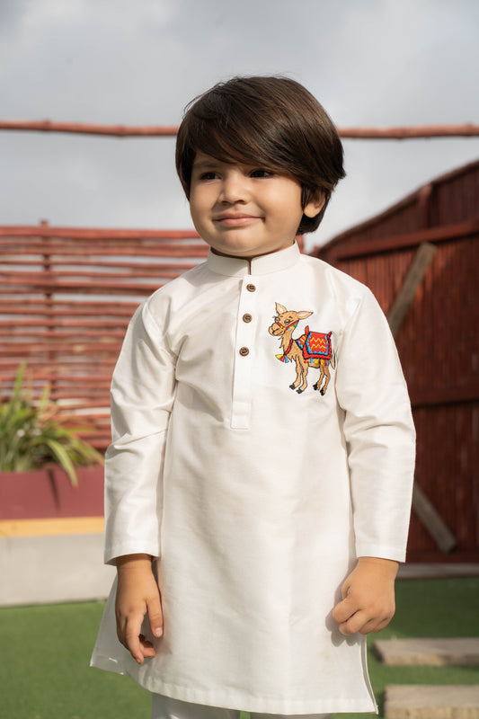 Camel Embroidered - Kurta Pajama