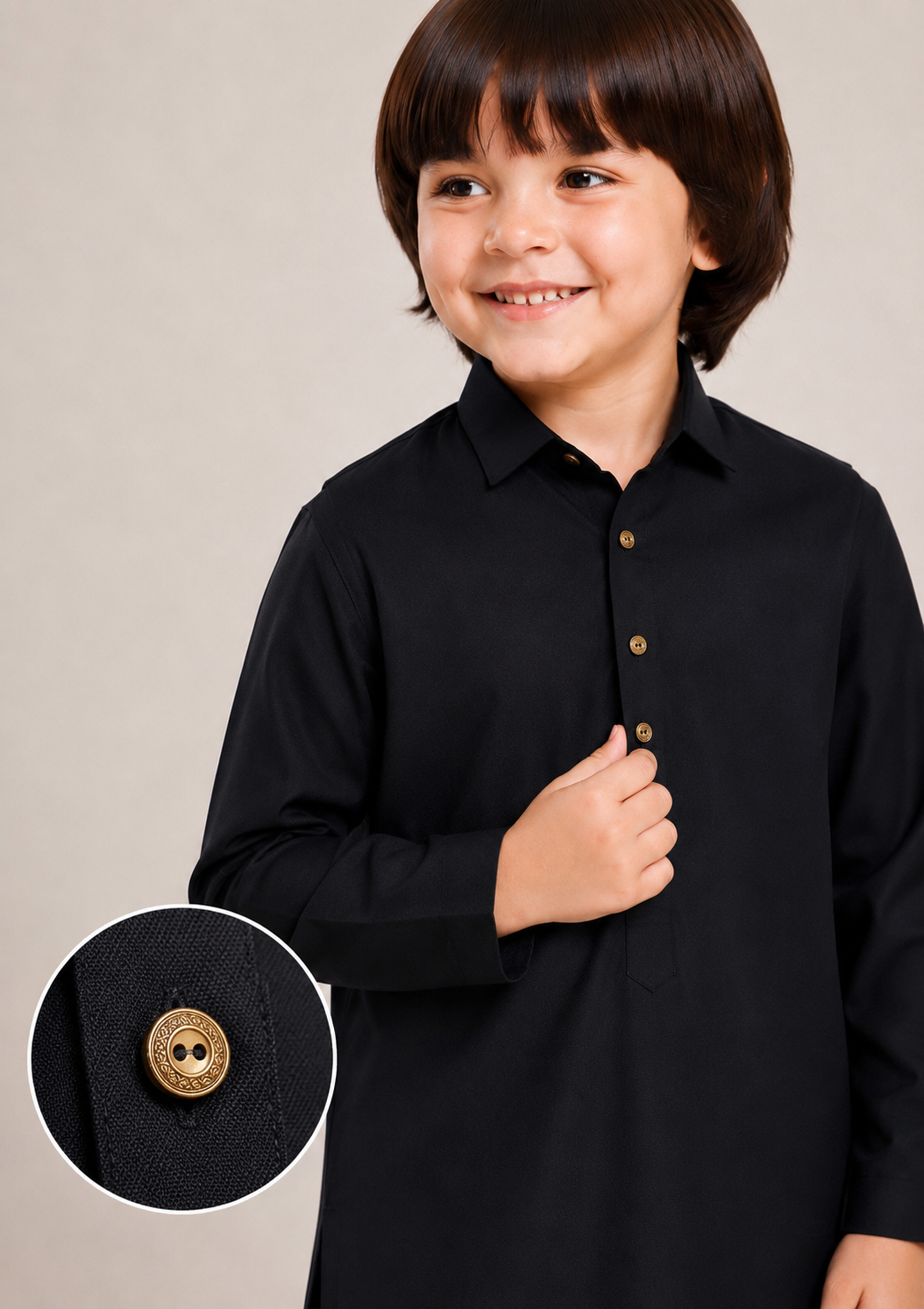 BLACK KURTA AND RELAXED FIT PAJAMA