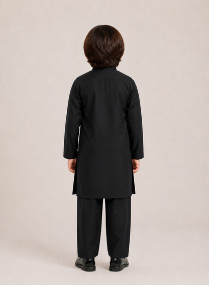 BLACK KURTA AND RELAXED FIT PAJAMA
