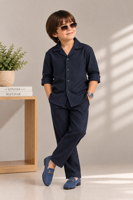 Boys Navy Check Co-ord set