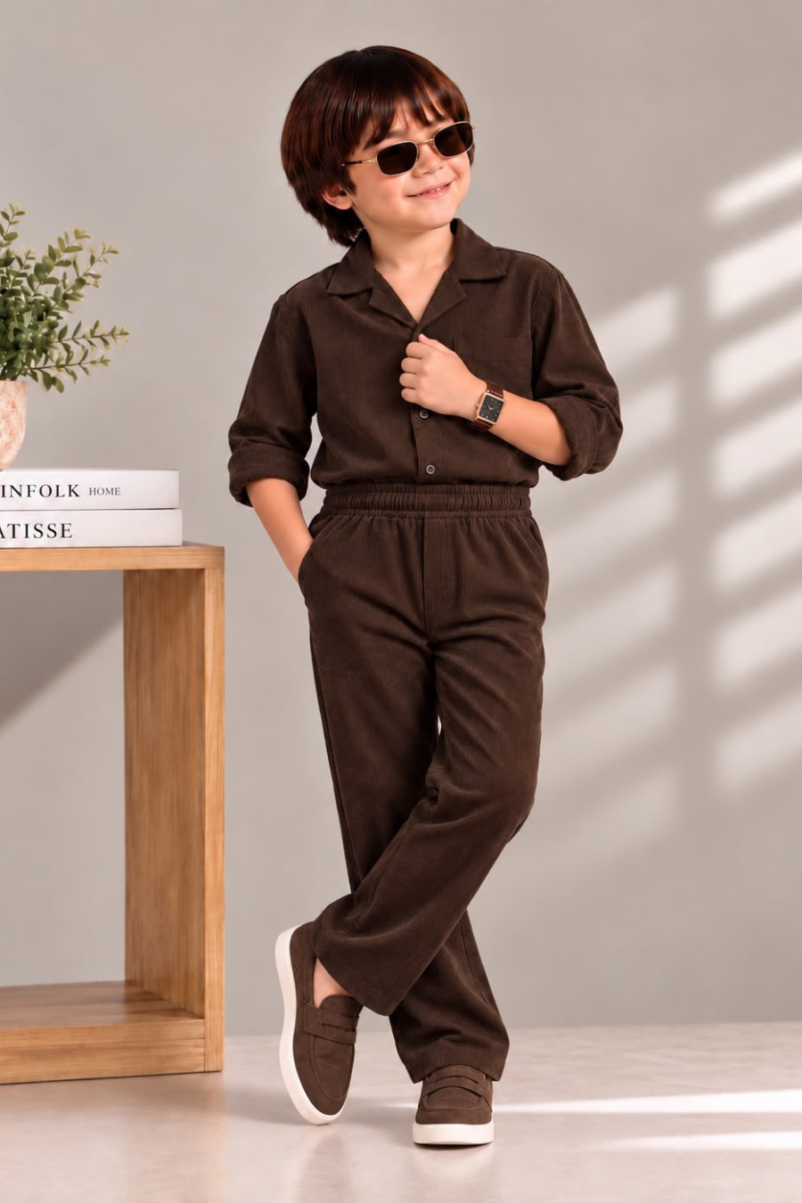 Premium Boys Brown Corduroy Co-Ord Set