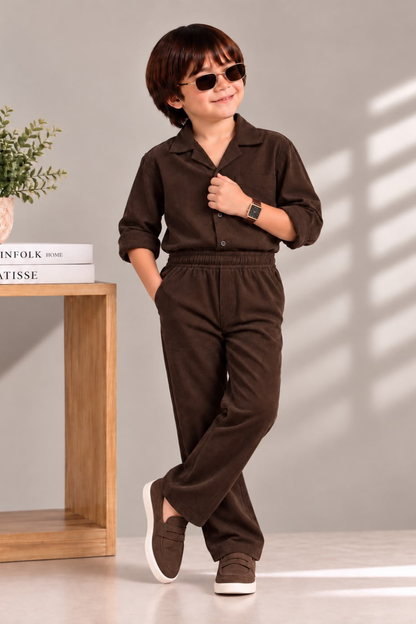 Premium Boys Brown Corduroy Co-Ord Set