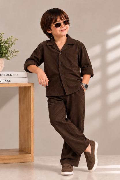Premium Boys Brown Corduroy Co-Ord Set