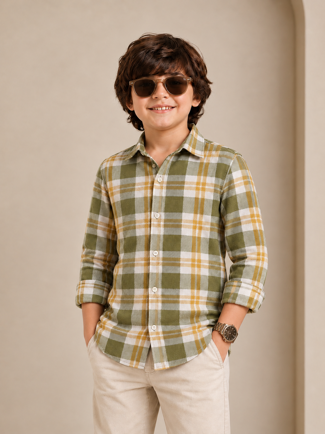 Olive Mustard Shirt for Boys