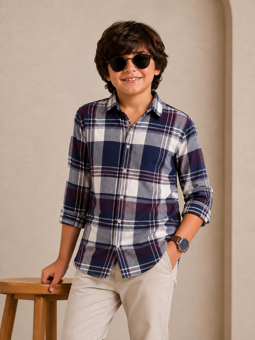 Maroon Mid season Check Shirt