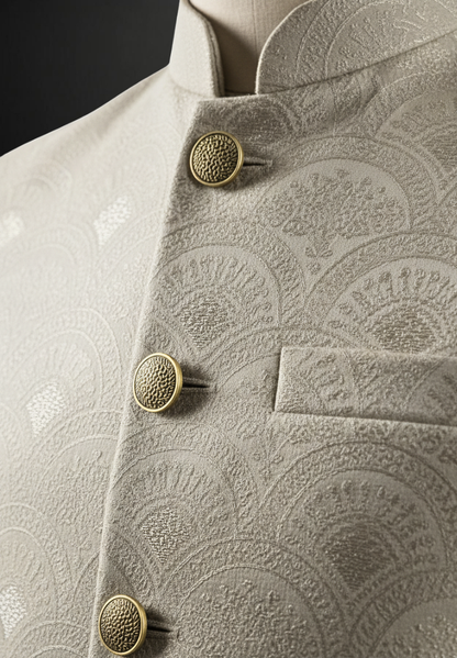 Gold Dust waist coat and cream kurta pajama