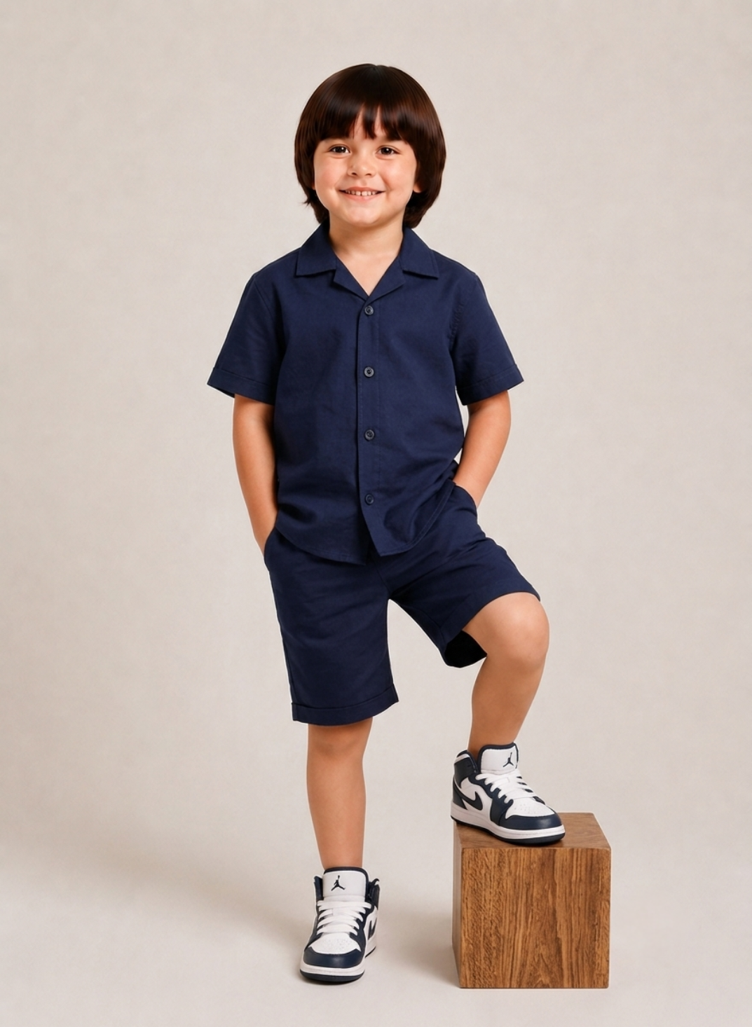 Premium Blue Shirt and Shorts Co-Ord Set