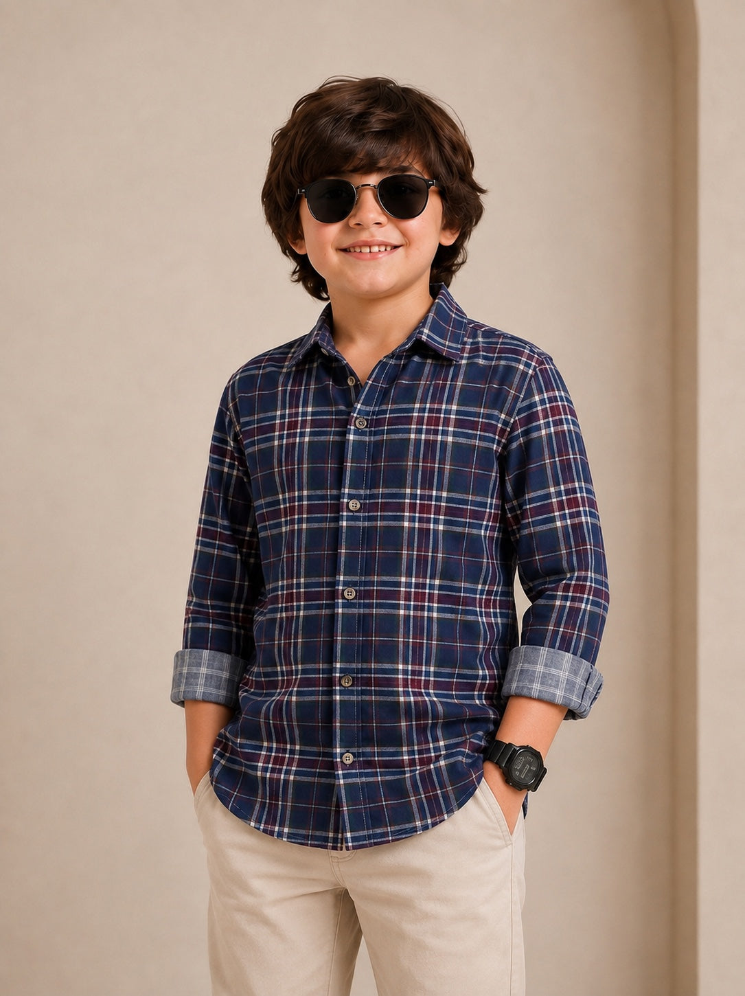 Boys Tartan Check Flannel Shirt – Full Sleeves Winter Casual Wear