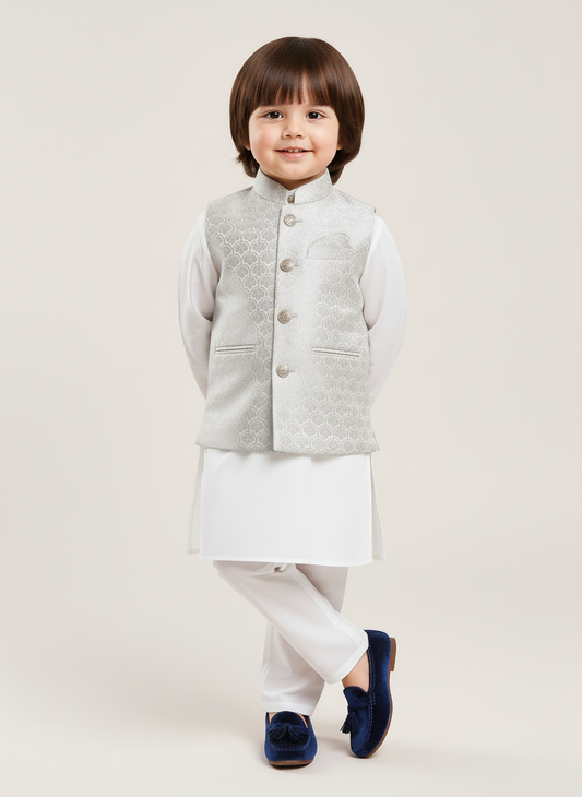 White Silver Premium Waist Coat