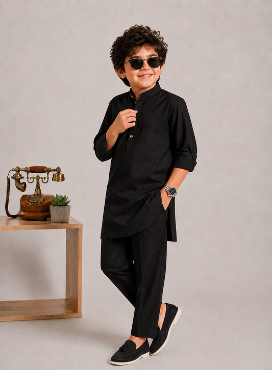Wash & Wear Black Kurta Pajama