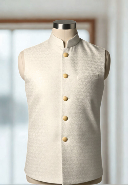 Cream kurta Pajama and Waist coat