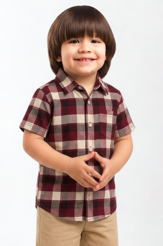 Maroon check shirt