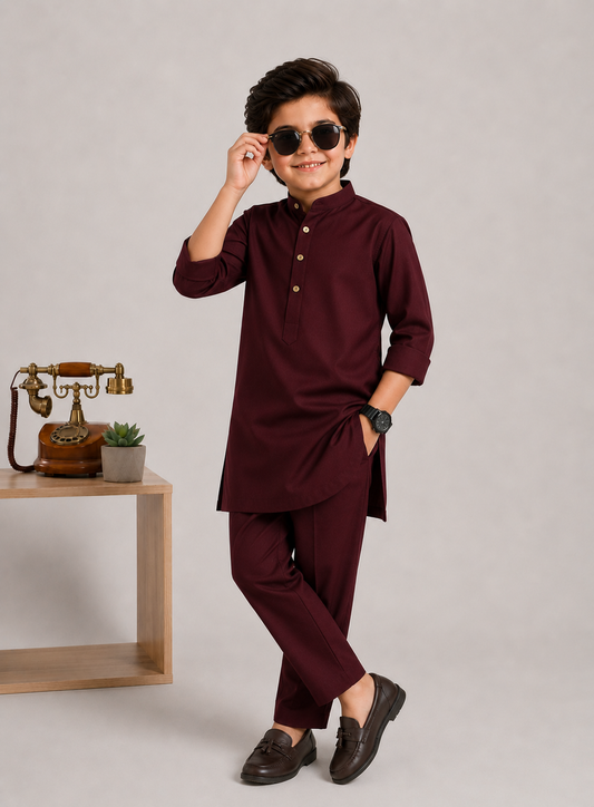 Maroon Summer Kurta Pajama