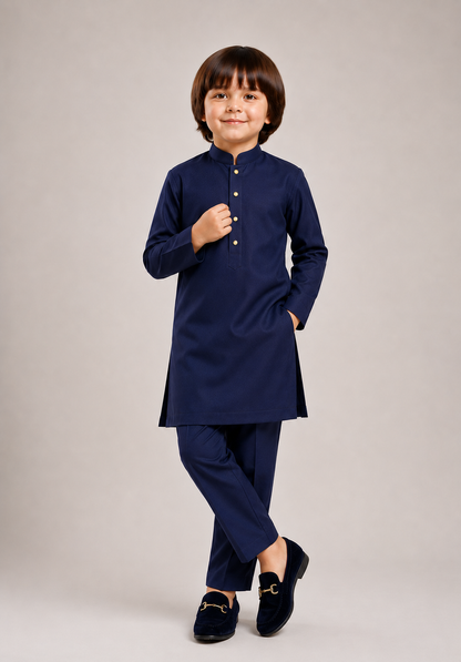 Navy Blue Kurta Pajama - Wash n Wear