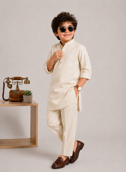 Cream Premium Kurta Pajama Relaxed Fit